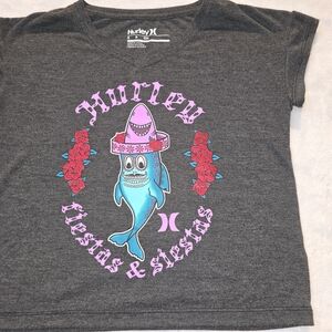 Hurley Gray Kids Shark Graphic T-Shirt